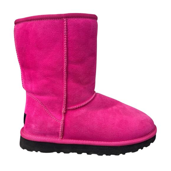 UGG Women’s Classic Short Pink Suede Winter Boots Size US 7 - Picture 1 of 10